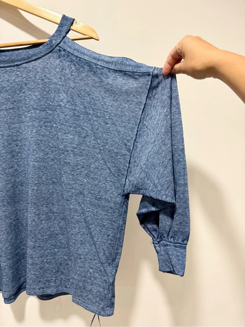 We The Free Chill Out Cold Shoulder Oversized Knit Top Blue Size M Relaxed Cozy